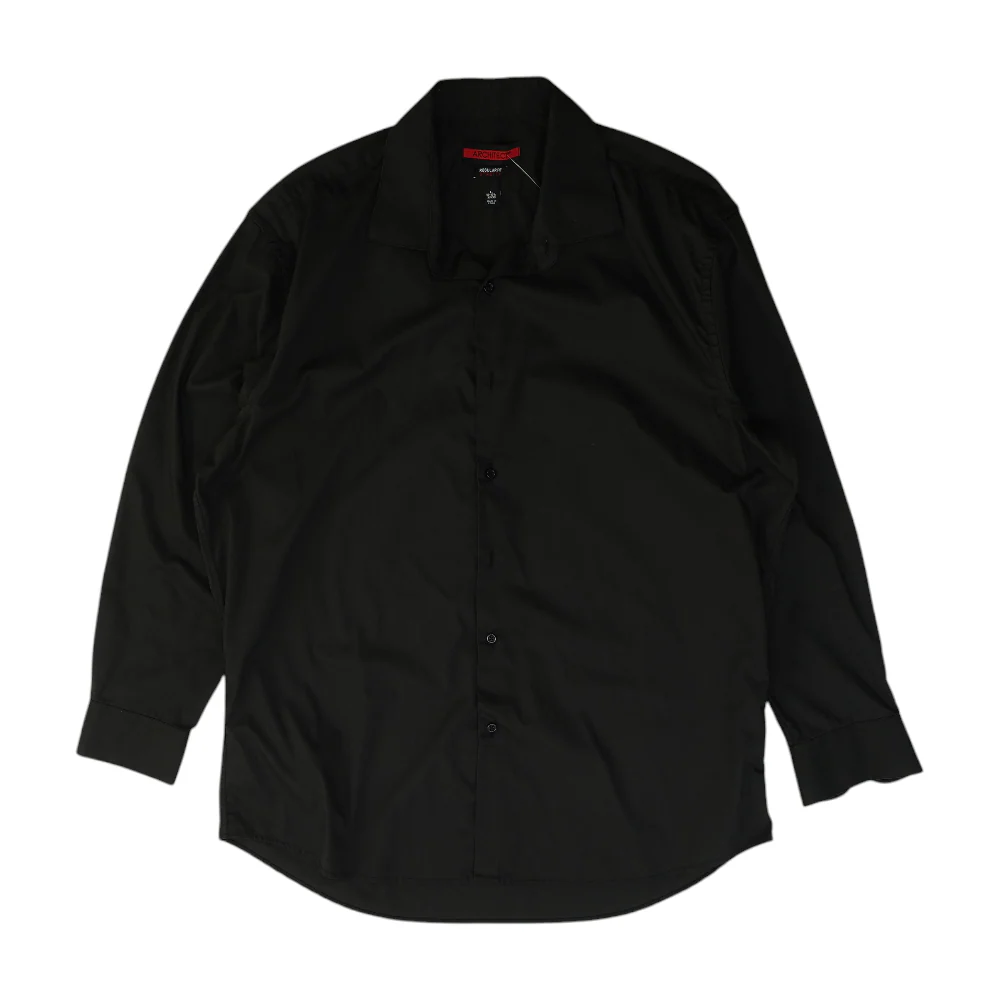 Black Solid Long Sleeve Button Down