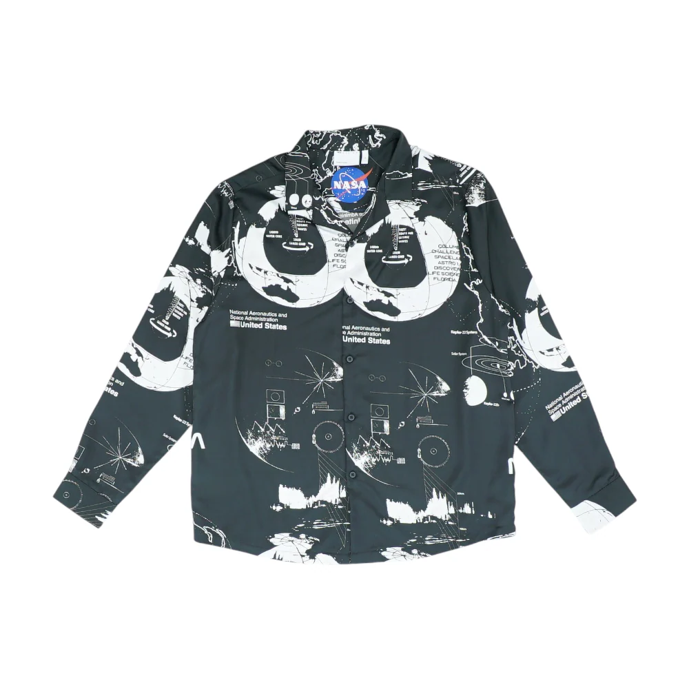 Black Graphic Long Sleeve Button Down