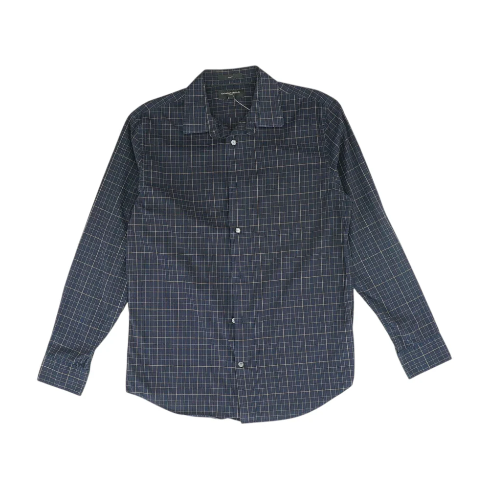 Navy Plaid Long Sleeve Button Down