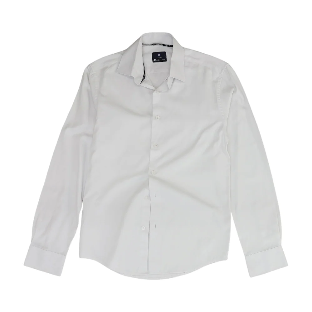 White Solid Long Sleeve Button Down