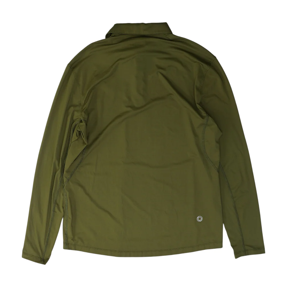 Green Solid Long Sleeve Polo - Image 2