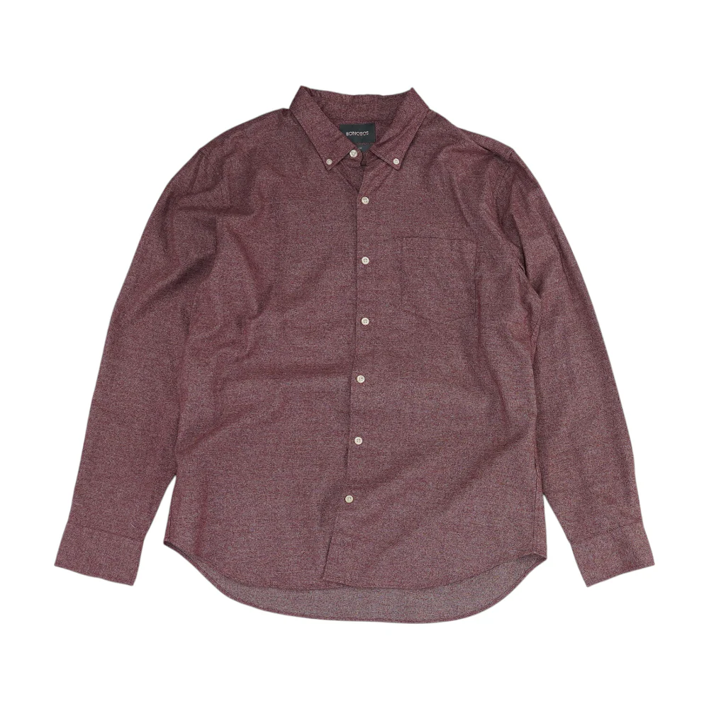 Red Solid Long Sleeve Button Down