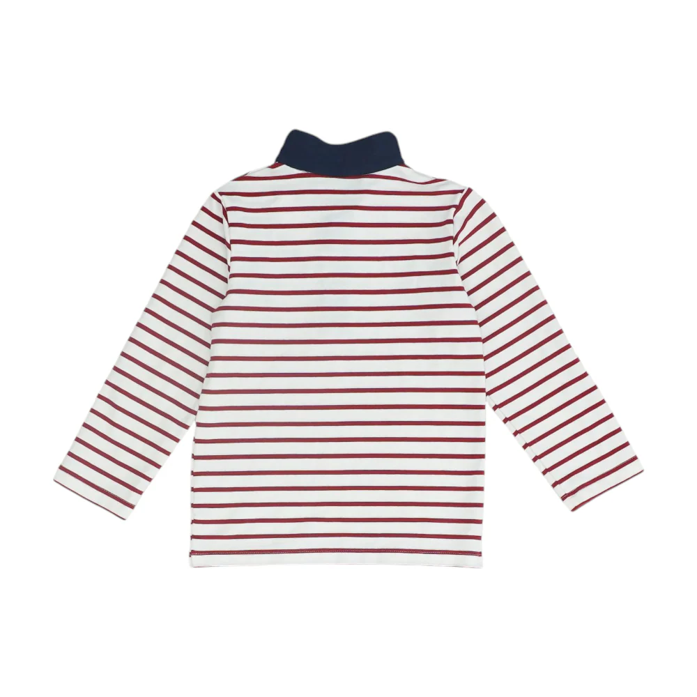 Red Striped Long Sleeve Polo - Image 2
