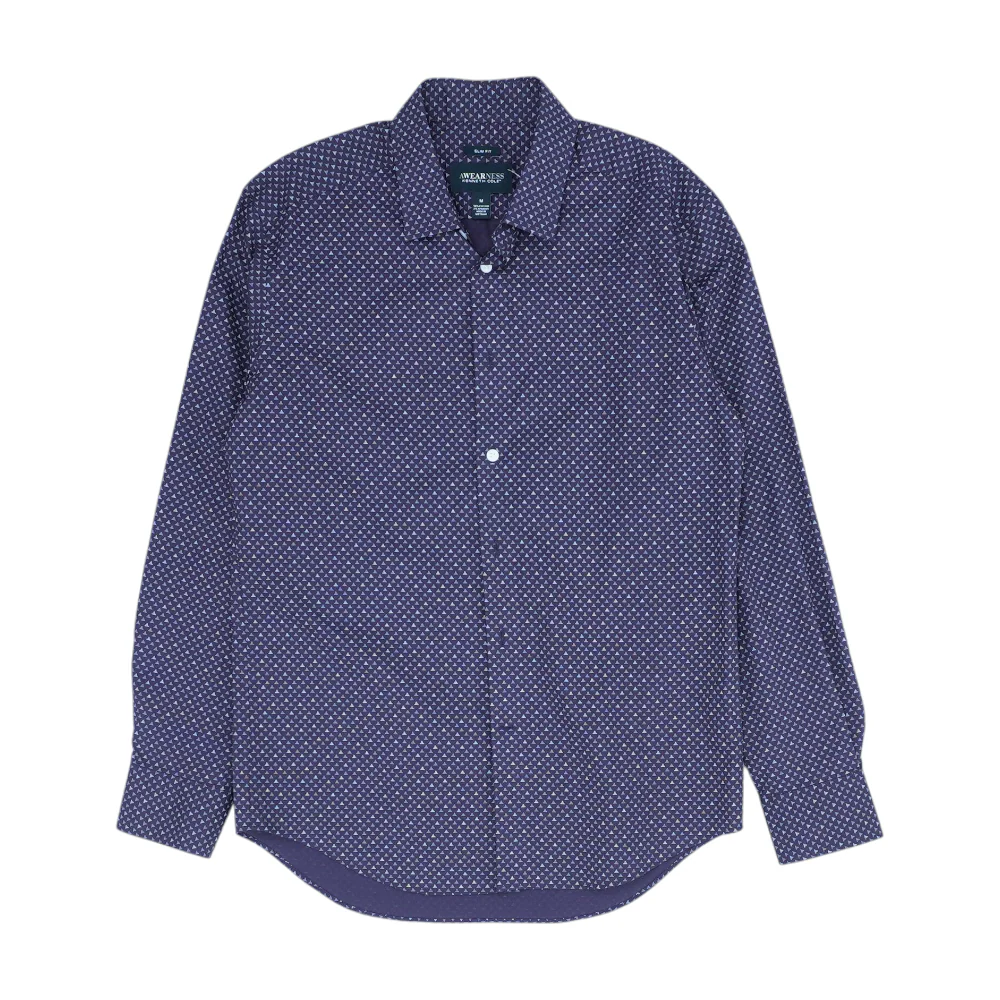 Purple Geometric Long Sleeve Button Down