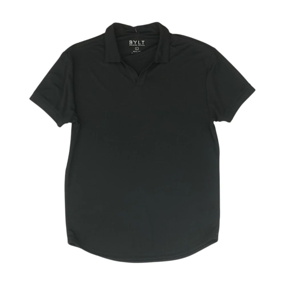 Black Solid Long Sleeve Polo