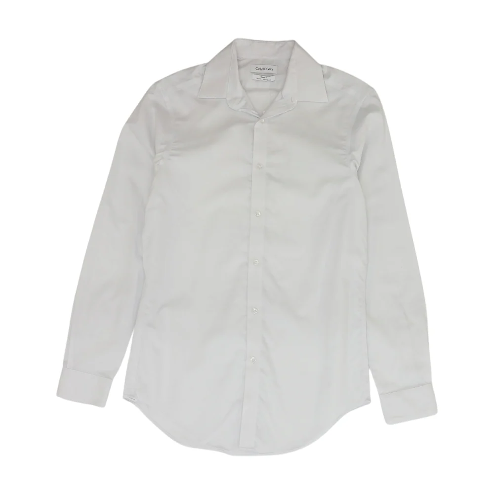 White Solid Long Sleeve Button Down