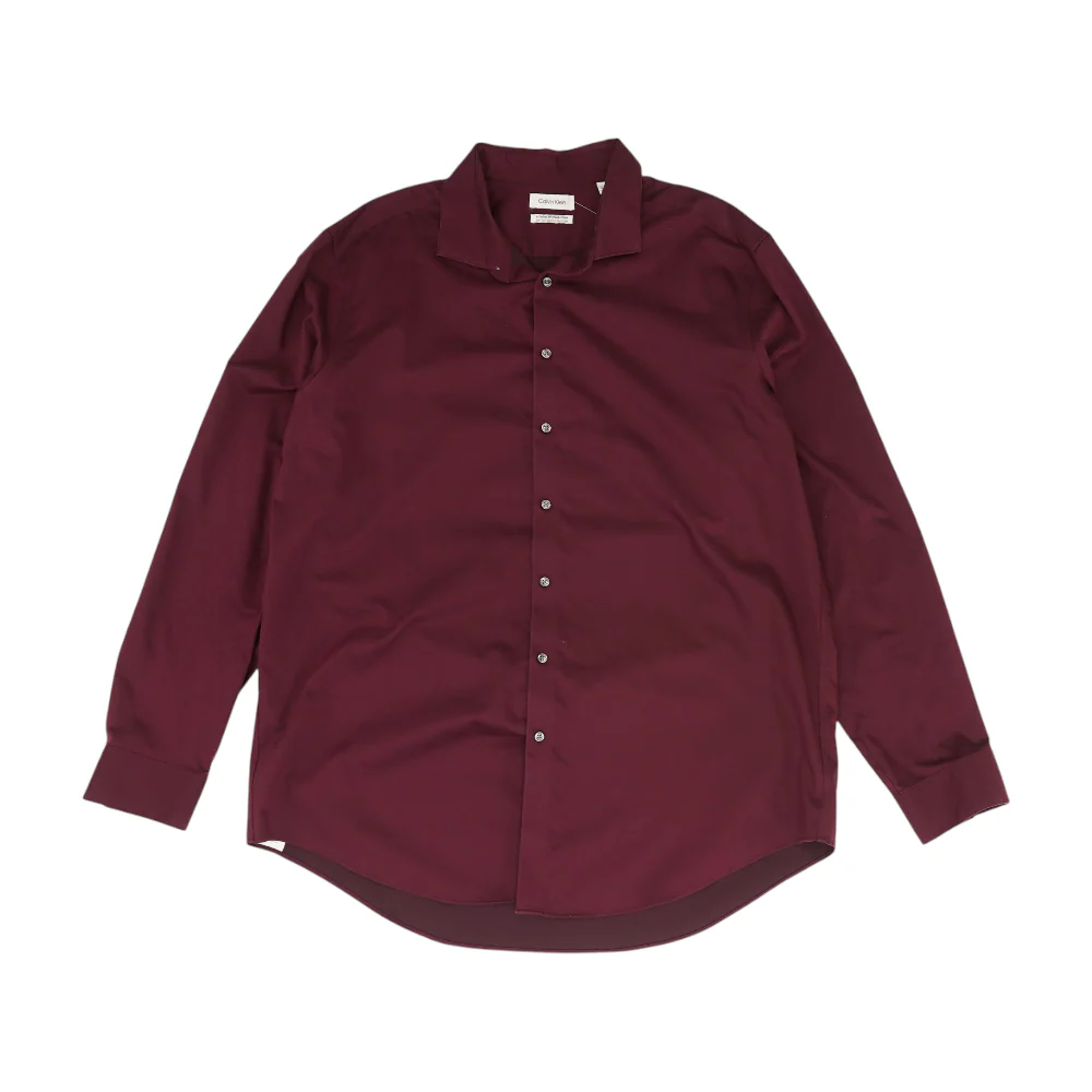 Burgundy Solid Long Sleeve Button Down