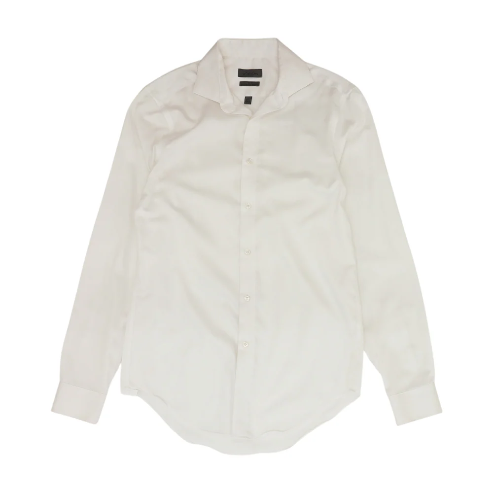 White Solid Long Sleeve Button Down