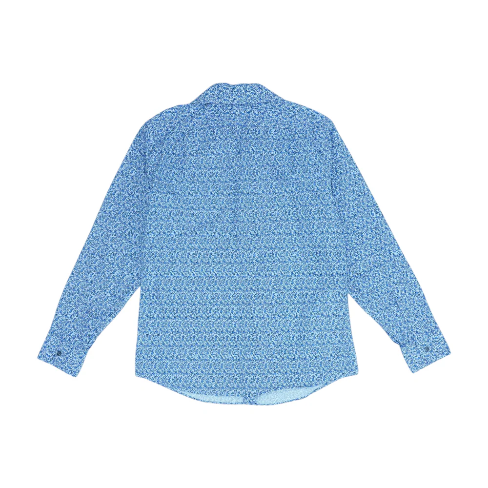 Blue Abstract Long Sleeve Button Down - Image 2