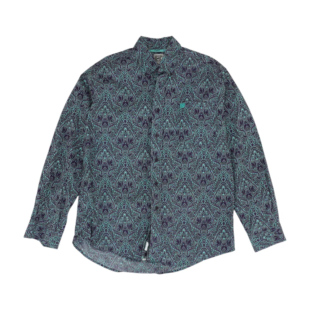 Purple Paisley Long Sleeve Button Down