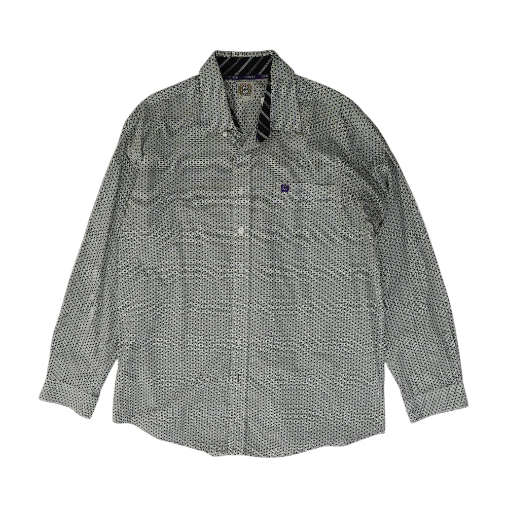 Black Print Long Sleeve Button Down