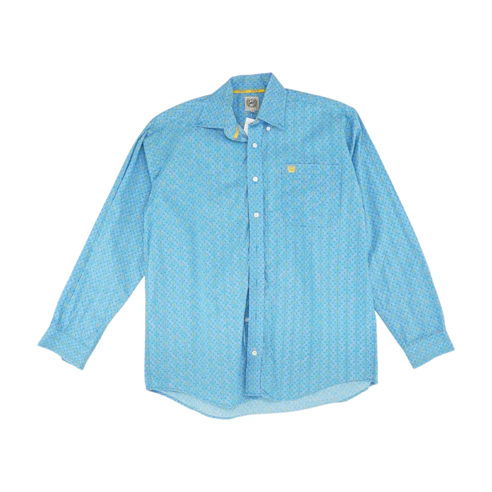 Blue Print Long Sleeve Button Down