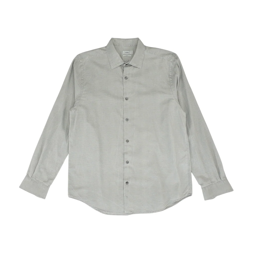 Gray Solid Long Sleeve Button Down