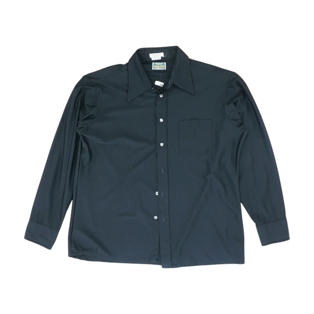 Vintage Black Solid Long Sleeve Button Down