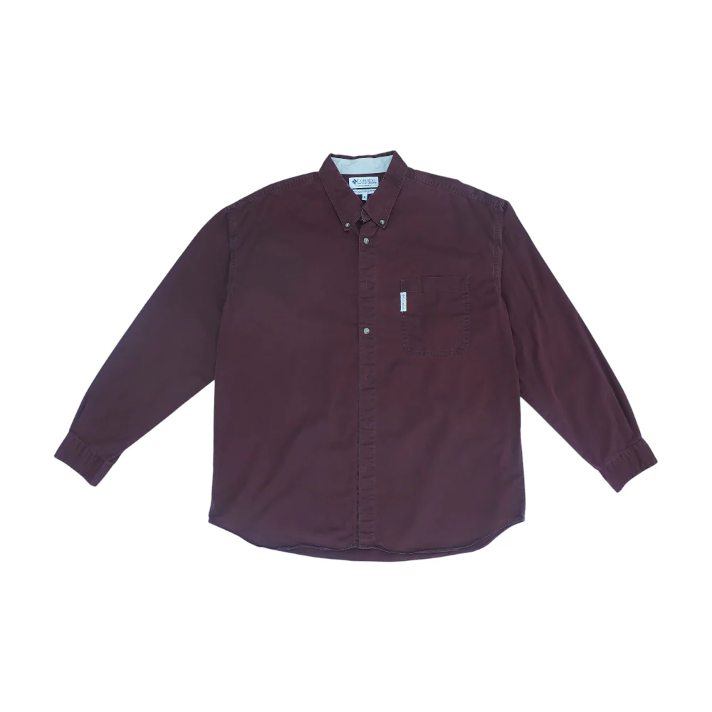 Maroon Solid Long Sleeve Button Down