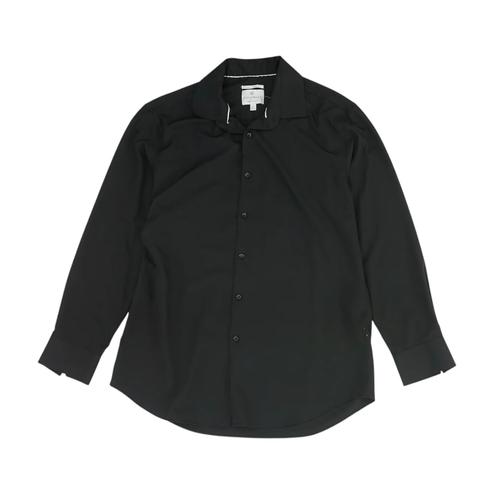 Black Solid Long Sleeve Button Down