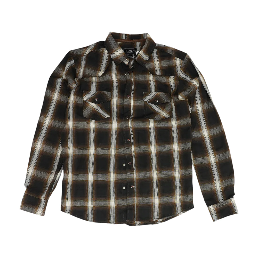 Brown Plaid Long Sleeve Button Down