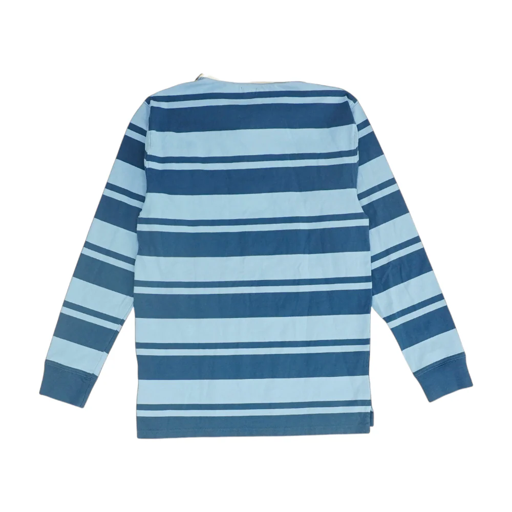 Blue Striped Long Sleeve Polo - Image 2