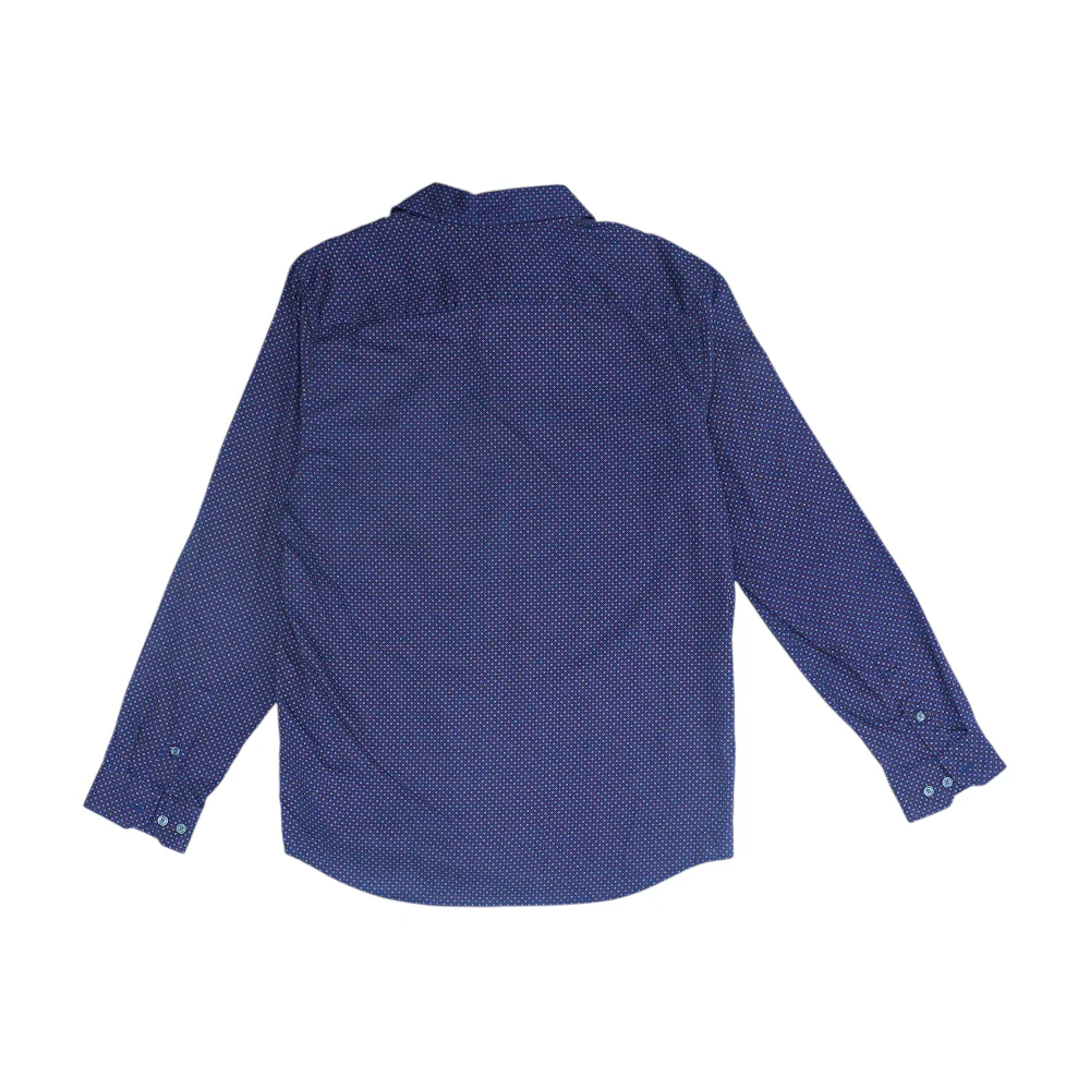 Navy Abstract Long Sleeve Button Down - Image 2