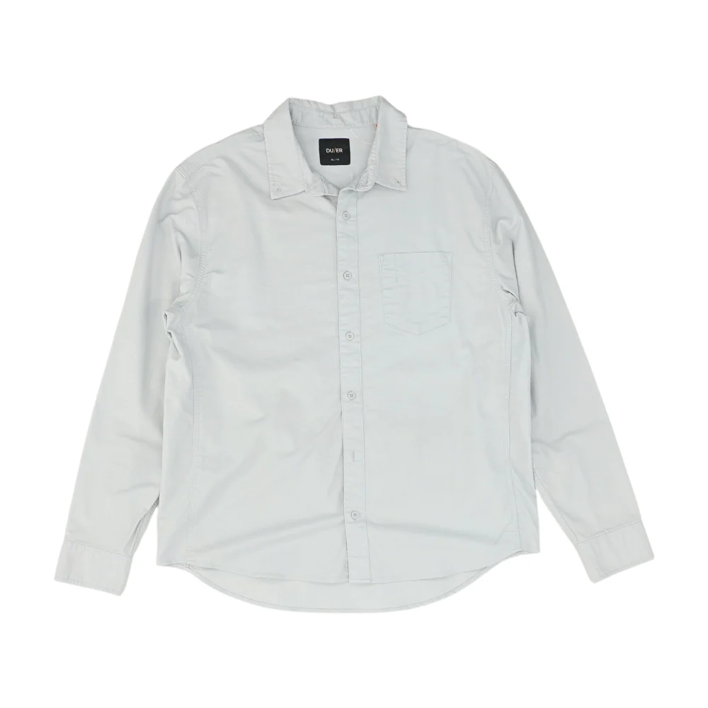 Blue Solid Long Sleeve Button Down
