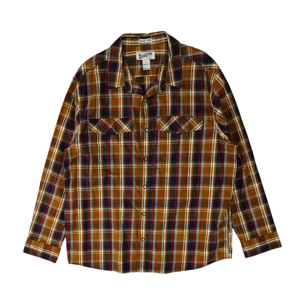 Rust Plaid Long Sleeve Button Down