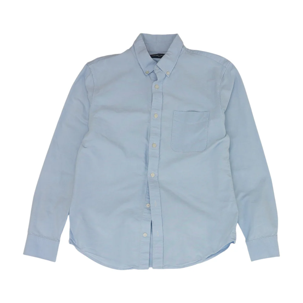 Blue Solid Long Sleeve Button Down