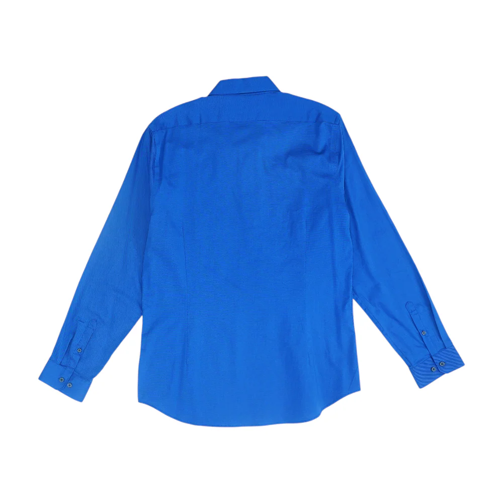 Blue Solid Long Sleeve Button Down - Image 2