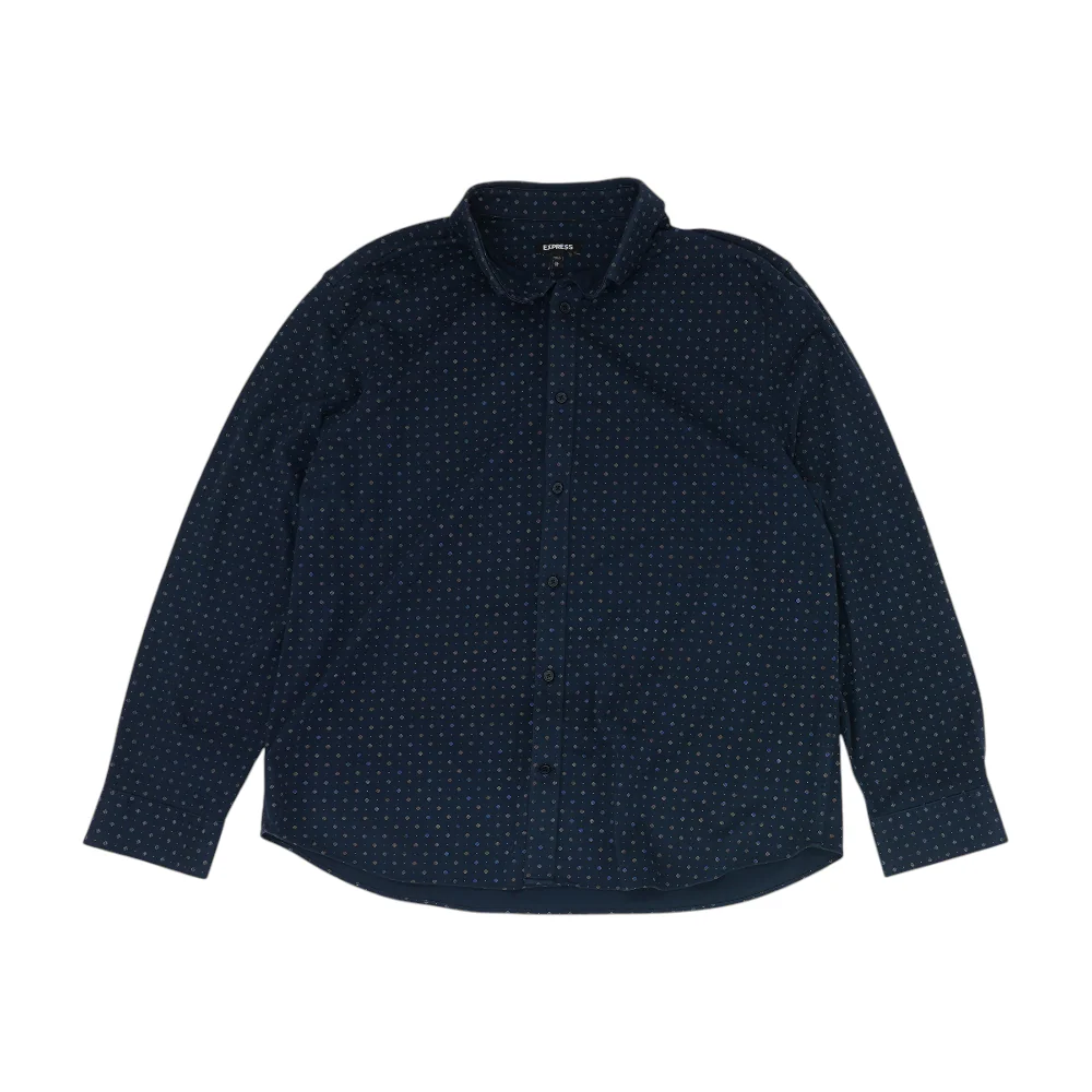 Navy Polka Dot Long Sleeve Button Down