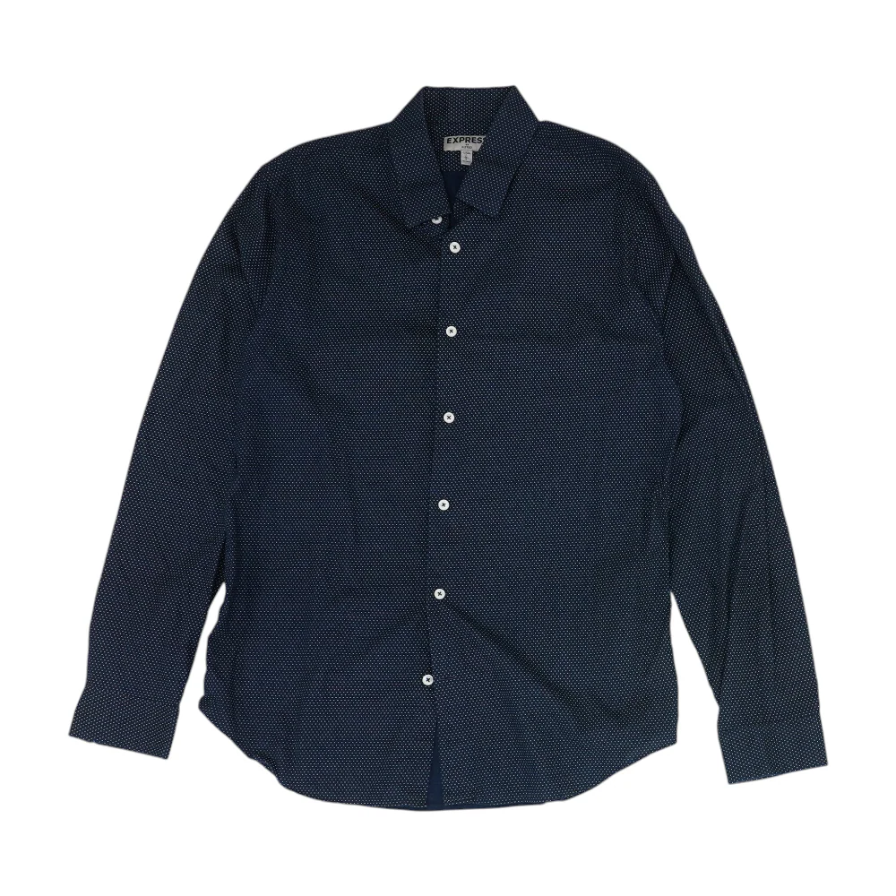 Navy Polka Dot Long Sleeve Button Down