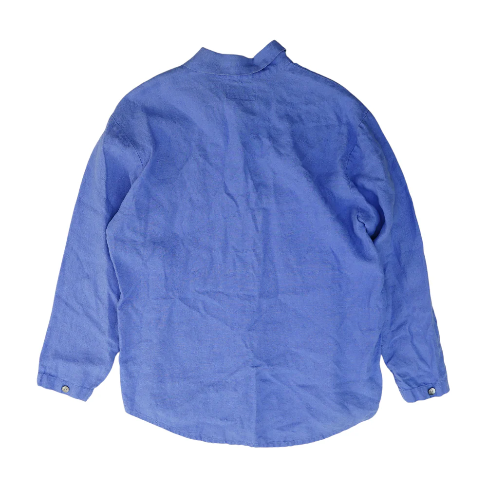Blue Solid Long Sleeve Button Down - Image 2