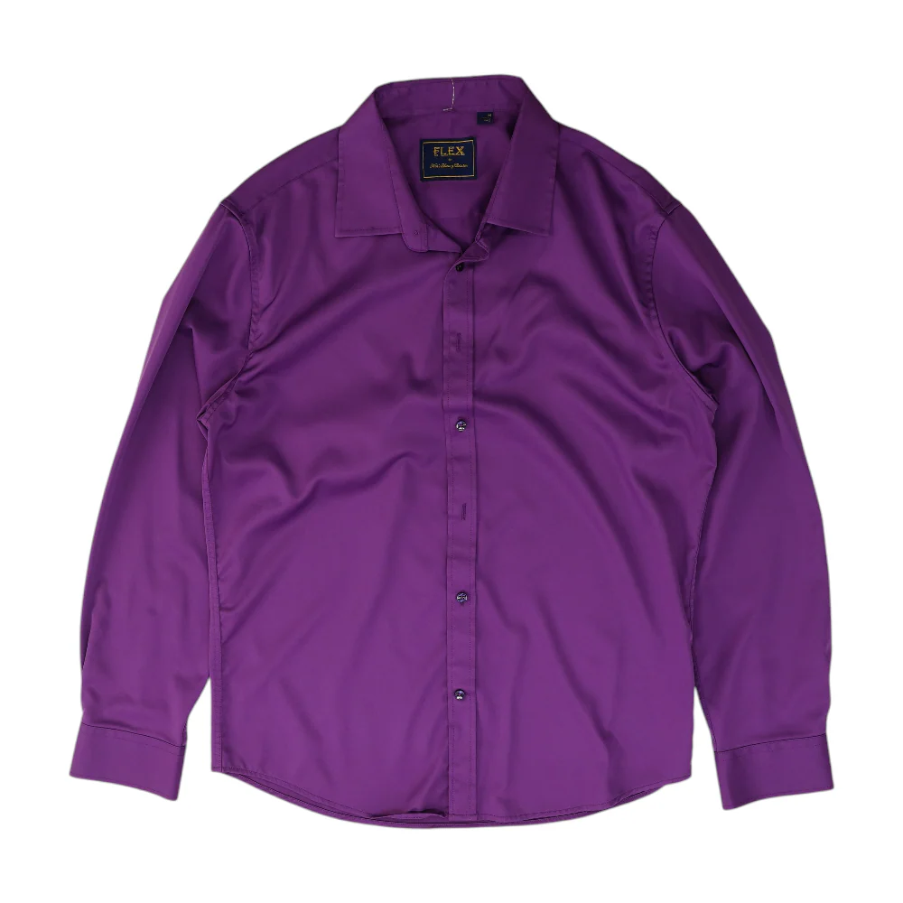 Purple Solid Long Sleeve Button Down