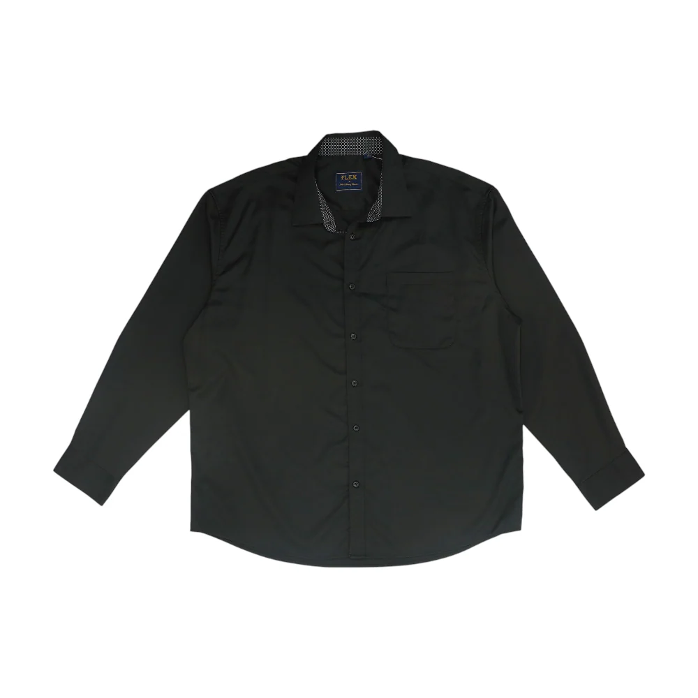 Black Solid Long Sleeve Button Down