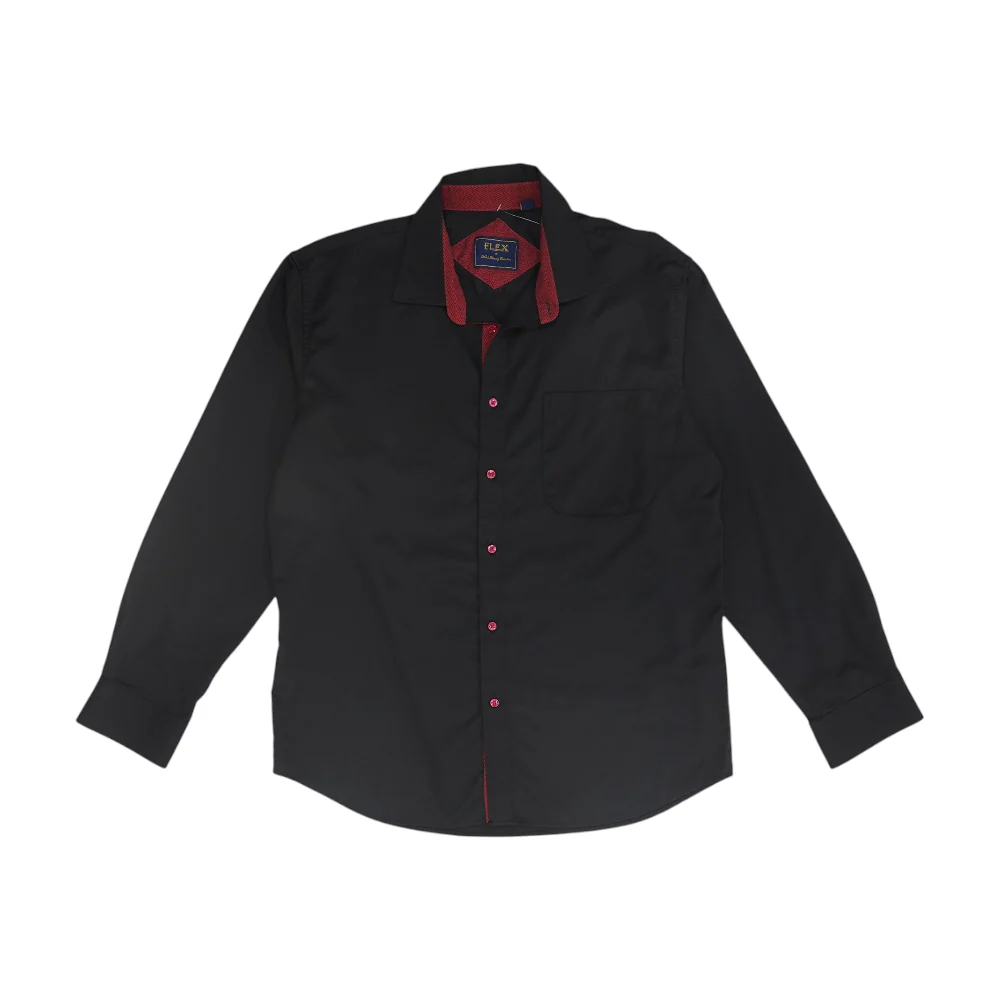 Black Solid Long Sleeve Button Down