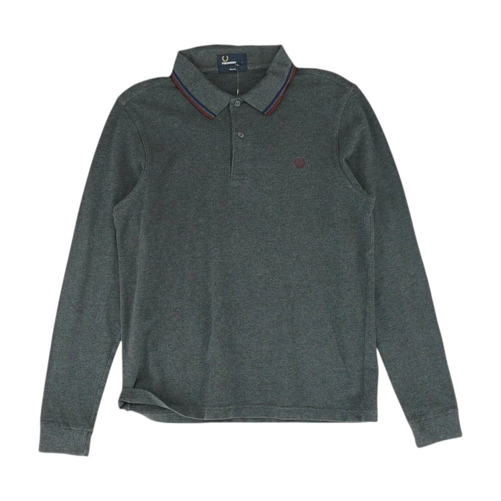 Gray Solid Long Sleeve Polo