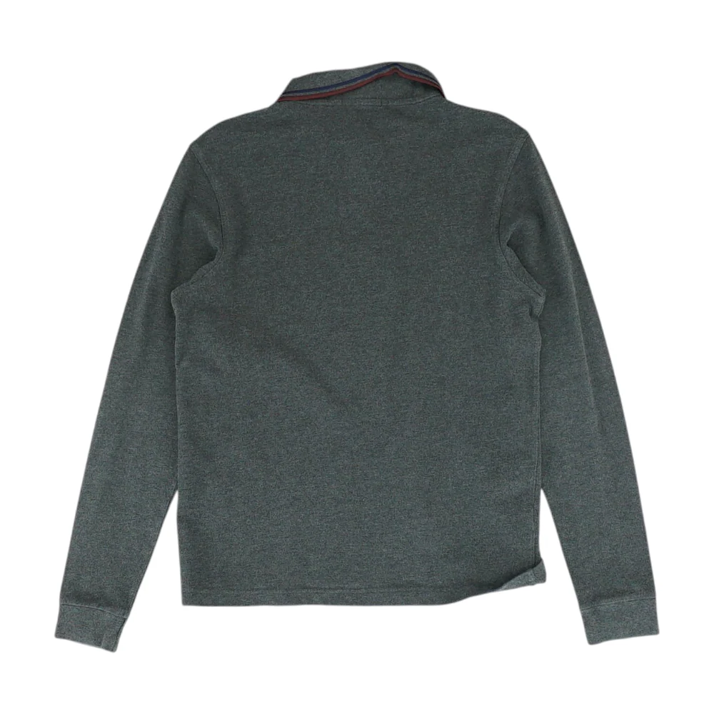Gray Solid Long Sleeve Polo - Image 2