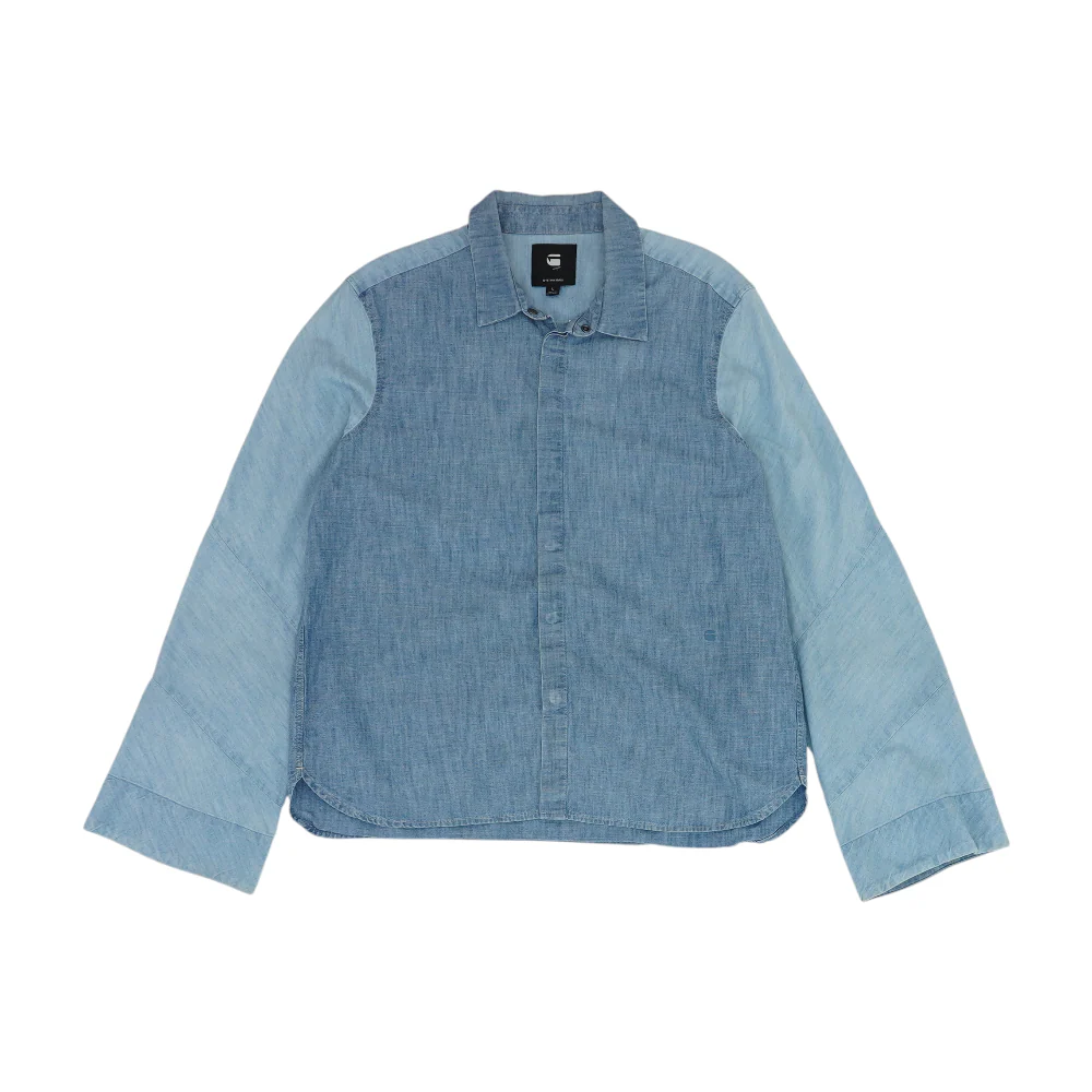 Blue Color Block Long Sleeve Button Down