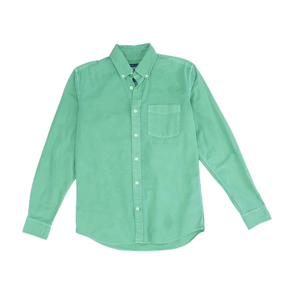 Green Solid Long Sleeve Button Down