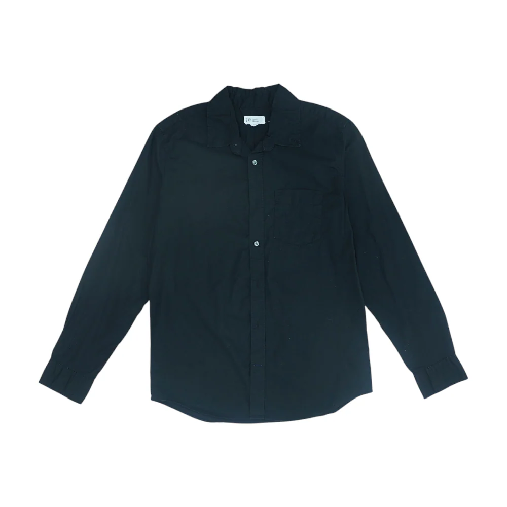 Black Solid Long Sleeve Button Down