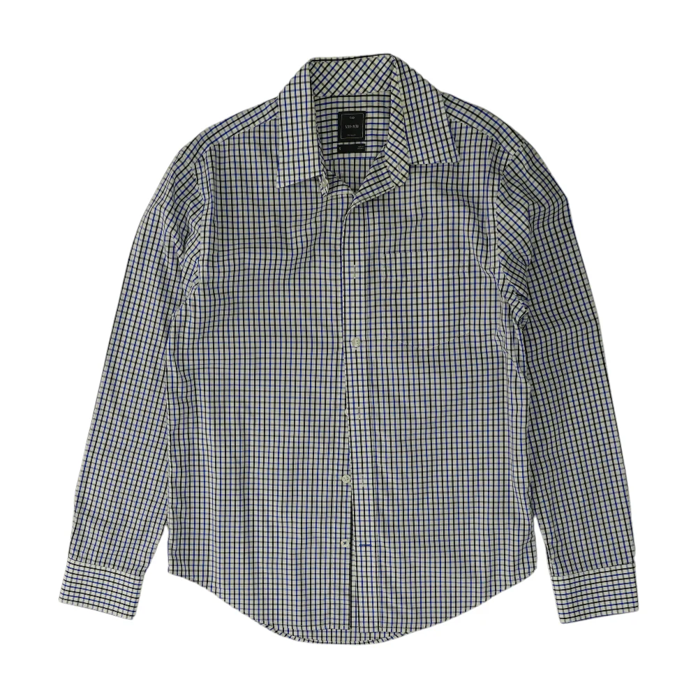 White Plaid Long Sleeve Button Down