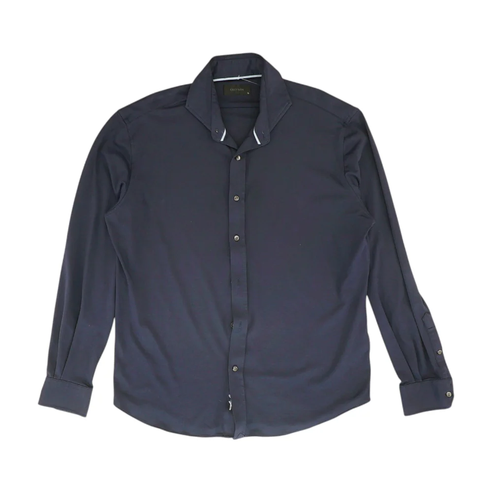Navy Solid Long Sleeve Button Down