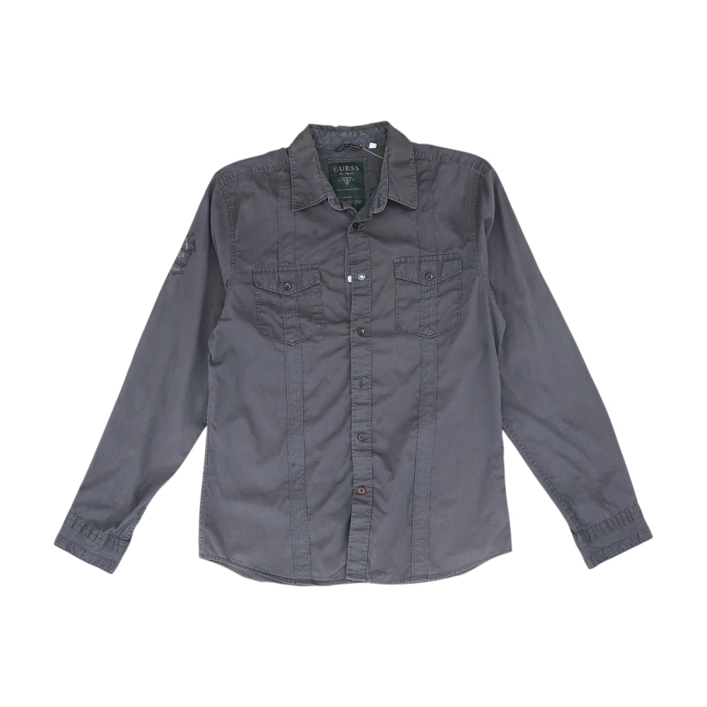 Gray Solid Long Sleeve Button Down