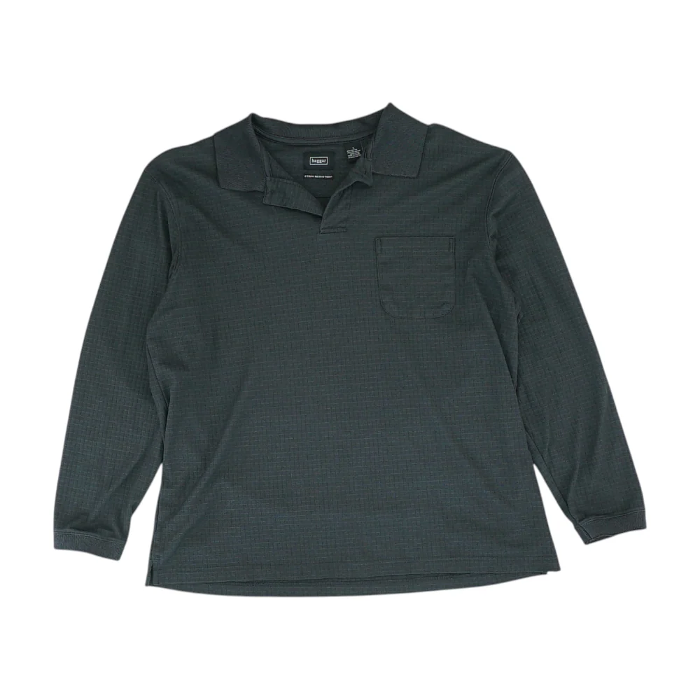 Charcoal Solid Long Sleeve Polo