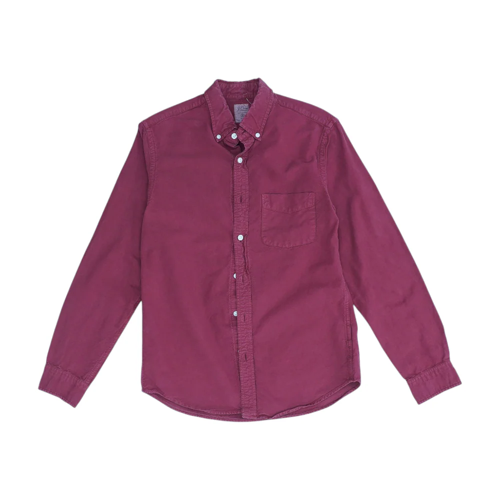 Maroon Solid Long Sleeve Button Down