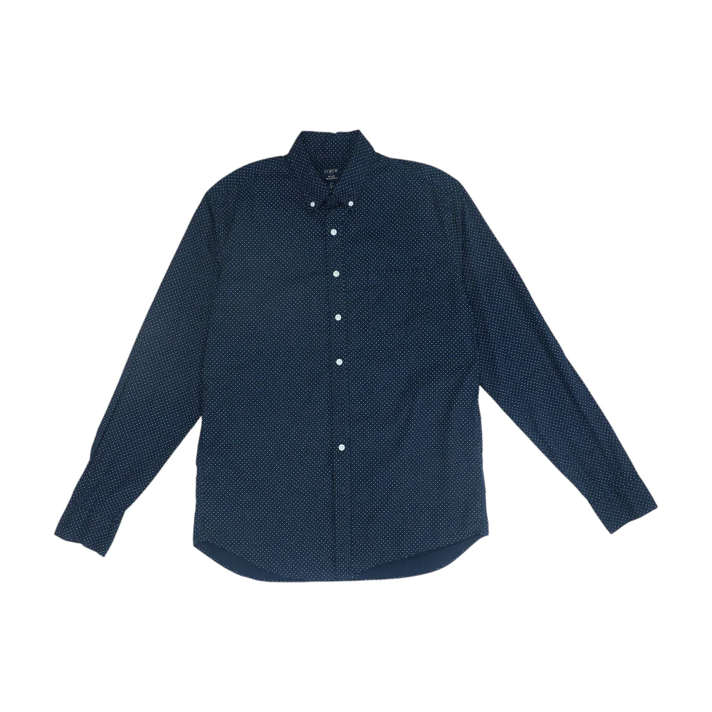 Navy Tall Polka Dot Long Sleeve Button Down