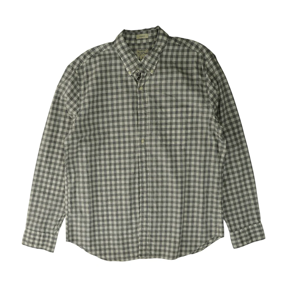 Gray Check Long Sleeve Button Down