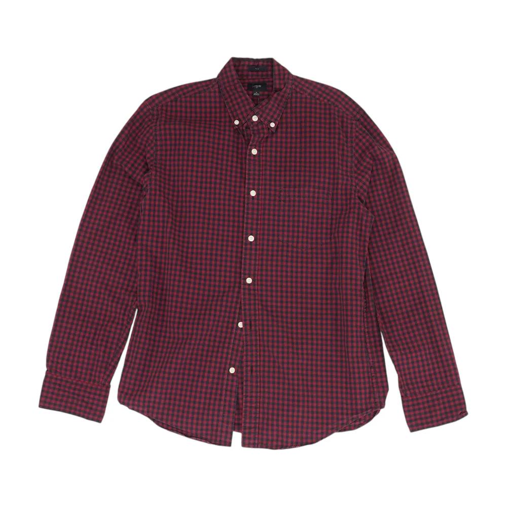 Navy Check Long Sleeve Button Down