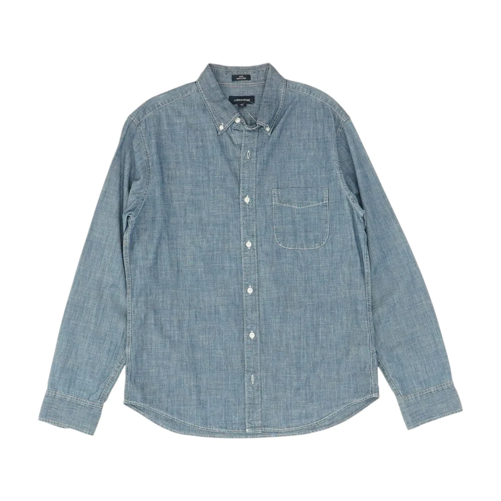 Blue Solid Long Sleeve Button Down