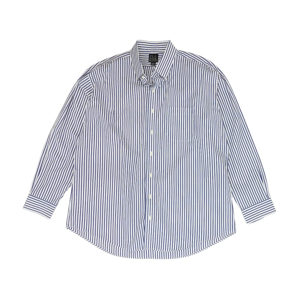 White Striped Long Sleeve Button Down