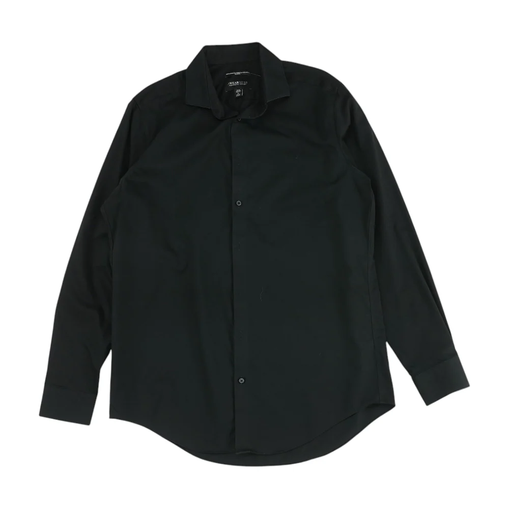 Black Solid Long Sleeve Button Down