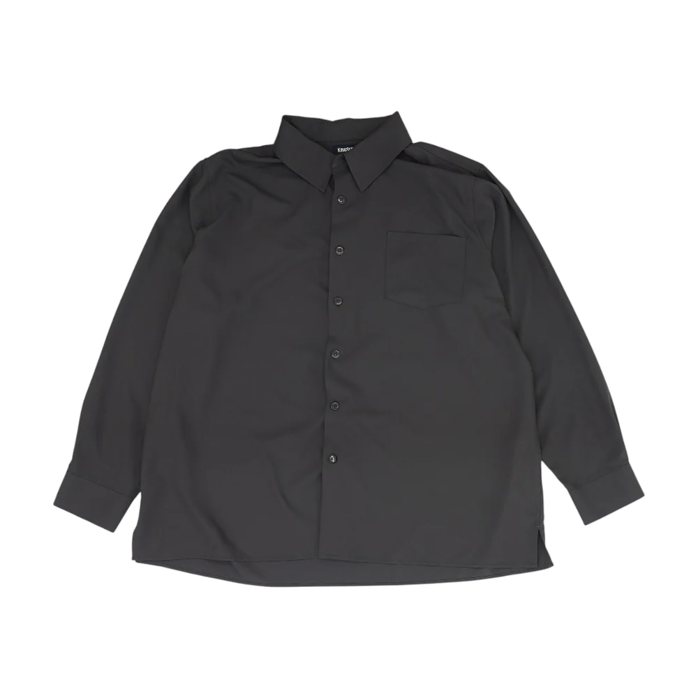 Gray Big & Tall Solid Long Sleeve Button Down
